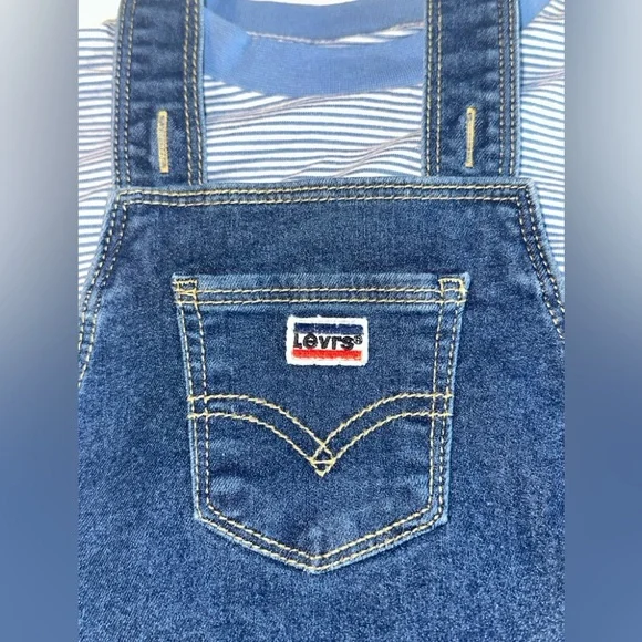 Toddler Levi's Blue Denim Overalls - Picture 2 of 7